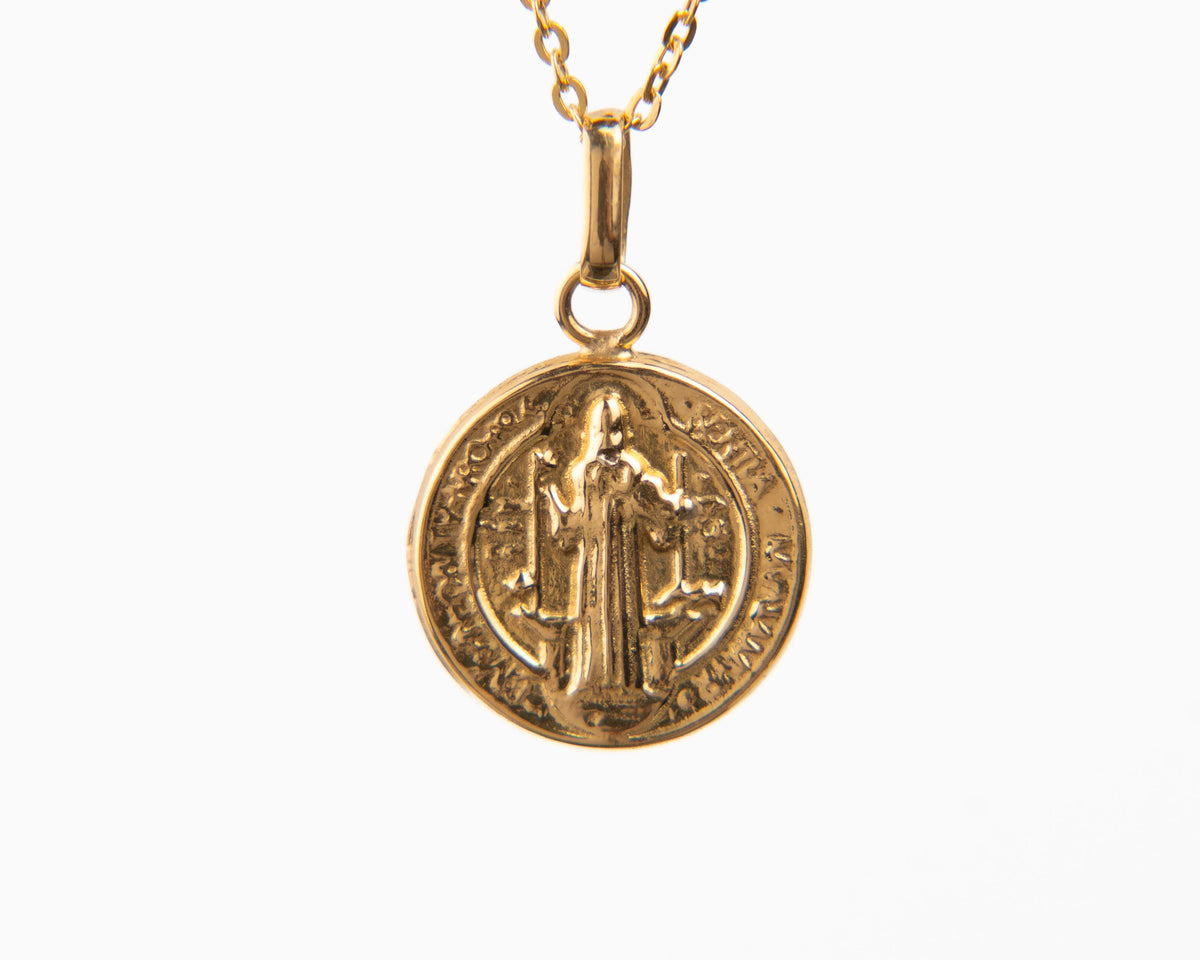 Dije Medalla Religiosa San Benito Oro Amarillo 18k