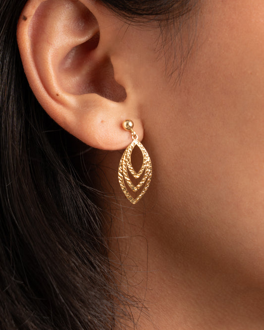 Aretes Colgantes Oro Amarillo 18K