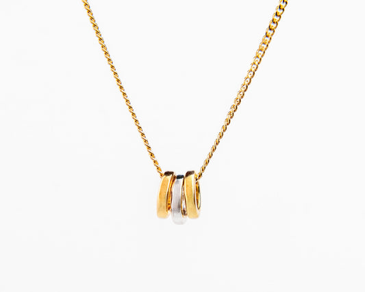 Dije Aros 3 Tonos Oro Amarillo, Blanco y Rosa 18k