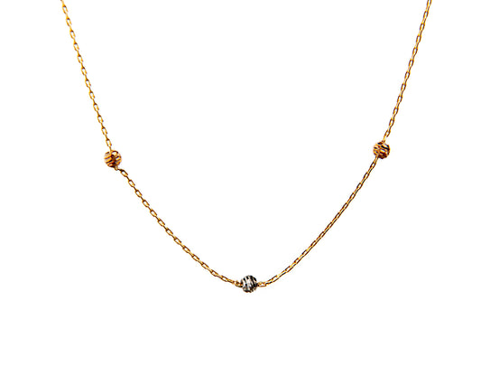 Cadena con Esferas Facetadas Oro Amarillo, Blanco y Rosa 18k