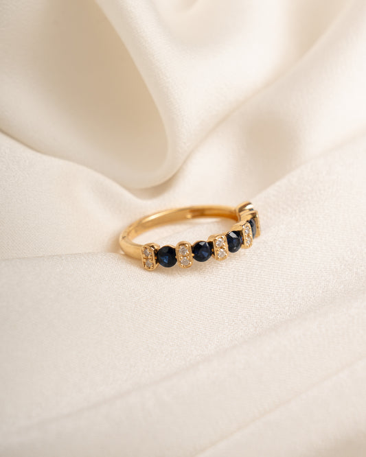 Anillo Riviere Oro 18K con Zafiros y Brillantes